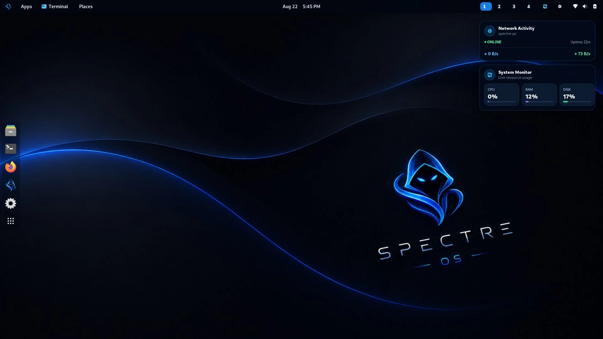 Linux Spectre 1.0 desktop branding and wallpaper